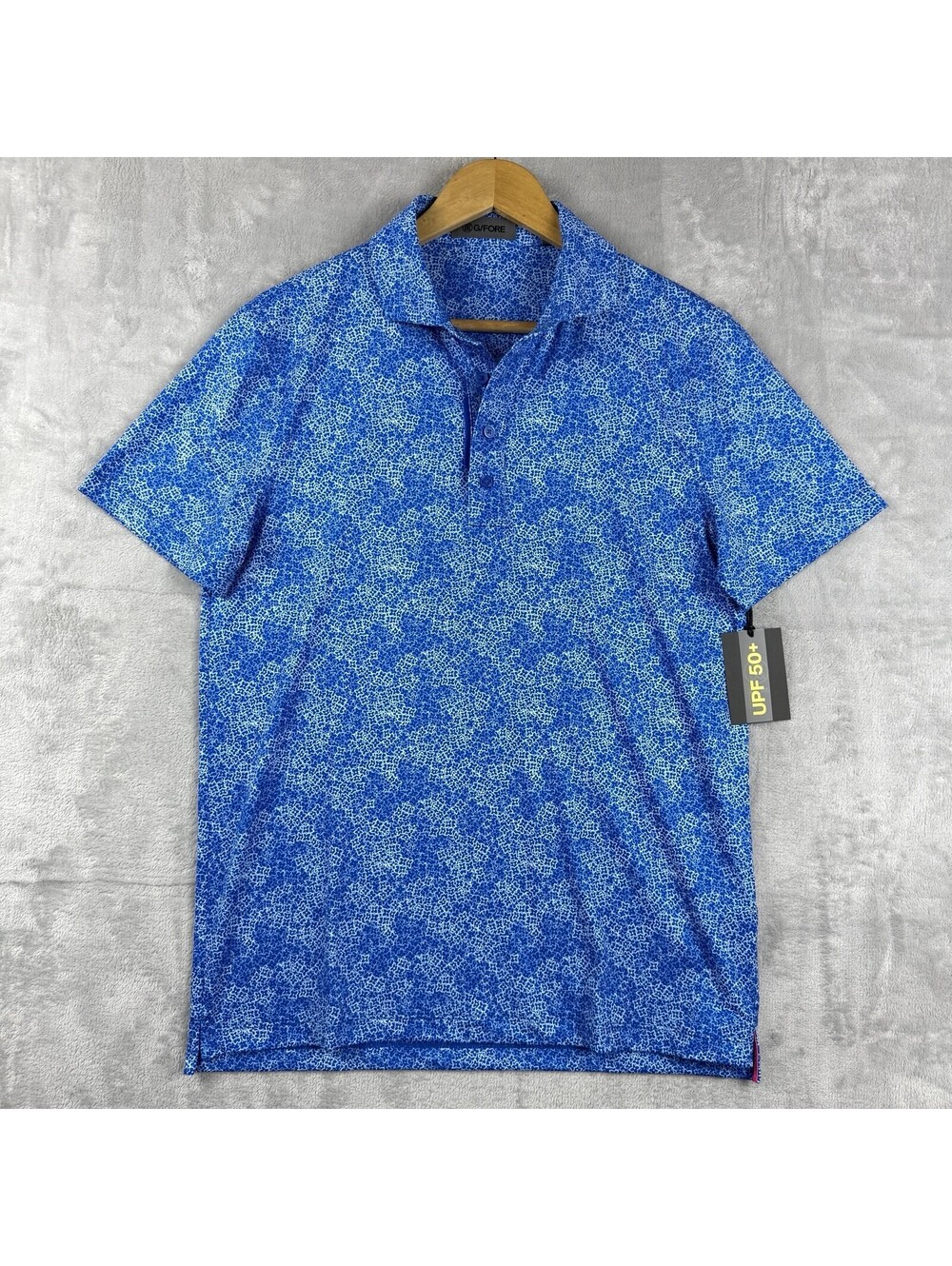 G/FORE Men’s S Blue Floral Golf Polo Shirt UPF 50+ Performance NWT Luxury Prep